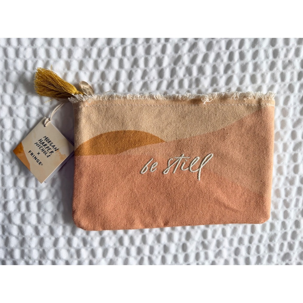 Morgan Harper Nichols x Fringe Be Still Canvas Tassel Pouch Makeup Bag NWT